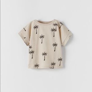 Zara Baby Girl Palm Tree Beige Shorts and Shirt Size 2-3